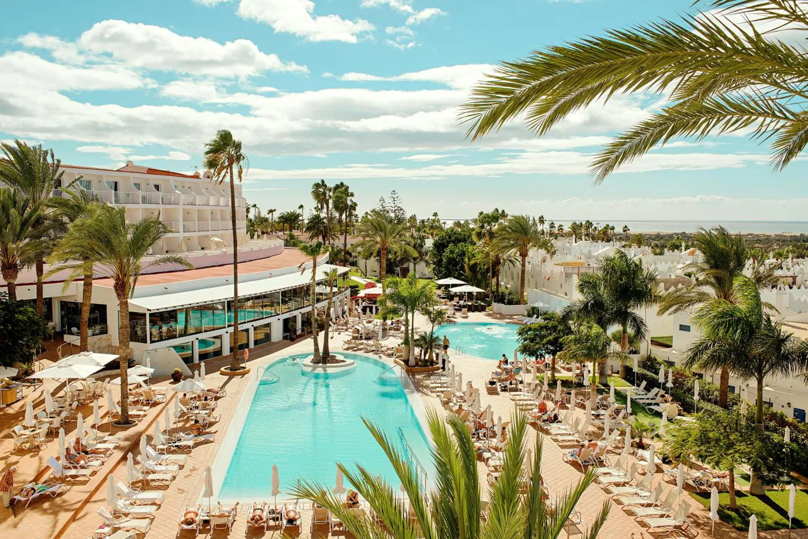 Pools and palm garden at Sunprime Atlantic View seen from above